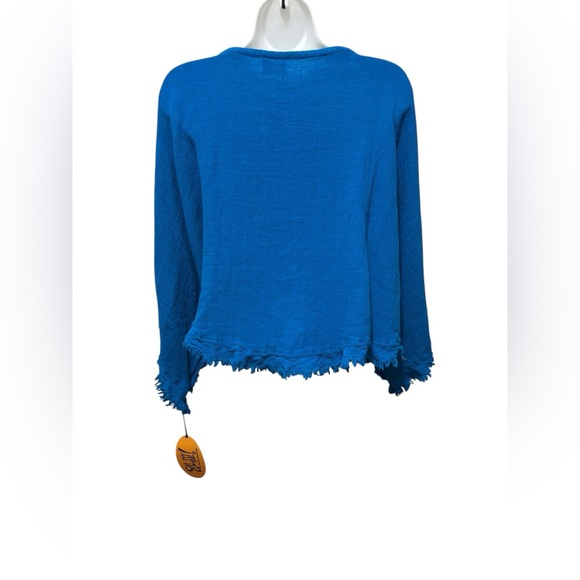 Oh My Gauze! Calypso Top Sz OS Turquoise Flowy Boho Beachy Resort Wear Cropped - Picture 6 of 8